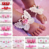 BalleenShiny 3PCS Flower Headband Baby Girls Barefoot Sandals Hair Foot Accessories Elastic Fashion Foot Decoration Kids Gift