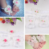 BalleenShiny 3PCS Flower Headband Baby Girls Barefoot Sandals Hair Foot Accessories Elastic Fashion Foot Decoration Kids Gift