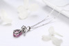 Romantic Rose Flower Pink Water Drop CZ Long Chain Women Pendant Necklace