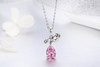 Romantic Rose Flower Pink Water Drop CZ Long Chain Women Pendant Necklace