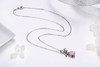 Romantic Rose Flower Pink Water Drop CZ Long Chain Women Pendant Necklace