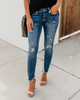 Skinny Jeans Stretch Ripped Medium Washed