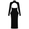 Long Sleeve Velvet Turtleneck Midi Dress
