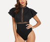 Lace Insert Layered Ruffle Bodysuit