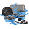Marine China Blue 14-Piece Aluminum Non Stick Cookware Set