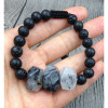Black Tourmaline Quartz & Lava Stone Mala Beads Bracelet