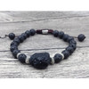 Black Tourmaline Aerolite Lava Stone Mala Beads Bracelet