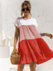 Gradient Color Block Ruffle Hem Mini Dress