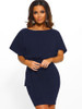 Women's Belted Round Neck Short Sleeve Wrap Dress