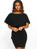 Women's Belted Round Neck Short Sleeve Wrap Dress