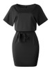 Women's Belted Round Neck Short Sleeve Wrap Dress