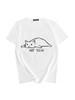 Women's Stylish Lazy Cat Print Comfort T-Shirt