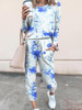 Tie Dye Print Top & Drawstring Pants Set
