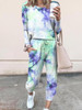 Tie Dye Print Top & Drawstring Pants Set
