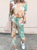 Tie Dye Print Top & Drawstring Pants Set