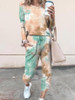 Tie Dye Print Top & Drawstring Pants Set