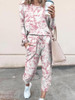 Tie Dye Print Top & Drawstring Pants Set
