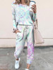 Woman Tie Dye Print Top & Drawstring Pants Set