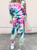 Woman Tie Dye Print Top & Drawstring Pants Set