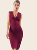 Zip Back Plunge Neck Bandage Dress