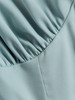 V Neck Button Loop Ruched Blouse