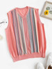 Striped V Neck Knit Sweater Vest