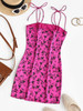 Slit Butterfly Print Mini Bodycon Dress