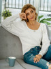 Raglan Sleeve Ribbed Trim Scoop Sweater