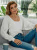 Raglan Sleeve Ribbed Trim Scoop Sweater