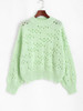 Mock Neck Drop Shoulder Pointelle Knit Sweater
