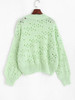 Mock Neck Drop Shoulder Pointelle Knit Sweater