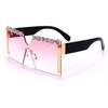 Oversized Square Rimless Rhinestone Sunglasses Women Brand Designer