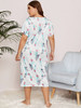 Floral & Plants Print Modest Night Dress, Modest Nightgown Floral & Plants Print Modest Night Dress, Modest Nightgown