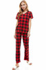 Plaid Loungewear Set for Women, Checker Print Modest Winter Pajamas