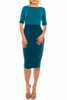 Maggy London Blue Colorblock Modest Sheath Dress, Modest Dresses