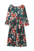 Green Floral 3/4 Sleeve Wrap Modest Midi Dress, Modest Dresses, Modest Christmas Dress
