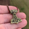 Small Jeweled Raven Mjolnir - Brass