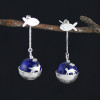 Handmade Cat's Dream Lapis Lazuli Silver Earrings
