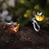 Sterling Silver and Natural Amber Butterfly Ring