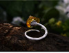 Sterling Silver and Natural Amber Butterfly Ring