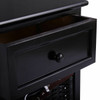 3-Tier 1-Drawer  End Table | Night Stand with 2 Wicker Baskets - Set of 2 in Black