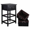 3-Tier 1-Drawer  End Table | Night Stand with 2 Wicker Baskets - Set of 2 in Black