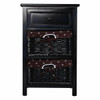 3-Tier 1-Drawer  End Table | Night Stand with 2 Wicker Baskets - Set of 2 in Black