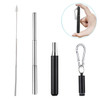 Stainless Steel Telescopic Drinking Portable straw For Travel Reusable Collapsible Metal Straw With Brush