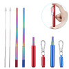 Stainless Steel Telescopic Drinking Portable straw For Travel Reusable Collapsible Metal Straw With Brush