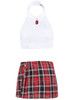 Women's Super Short Mini Plaid Skirt With Tie