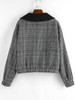Houndstooth Plaid Teddy Lined Drop Shoulder Jacket