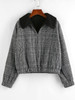 Houndstooth Plaid Teddy Lined Drop Shoulder Jacket