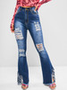 Fringed Distressed High Waisted Flare Jeans Fringed Distressed High Waisted Flare Jeans