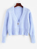 One Buttoned Cropped Pointelle Knit Cardigan